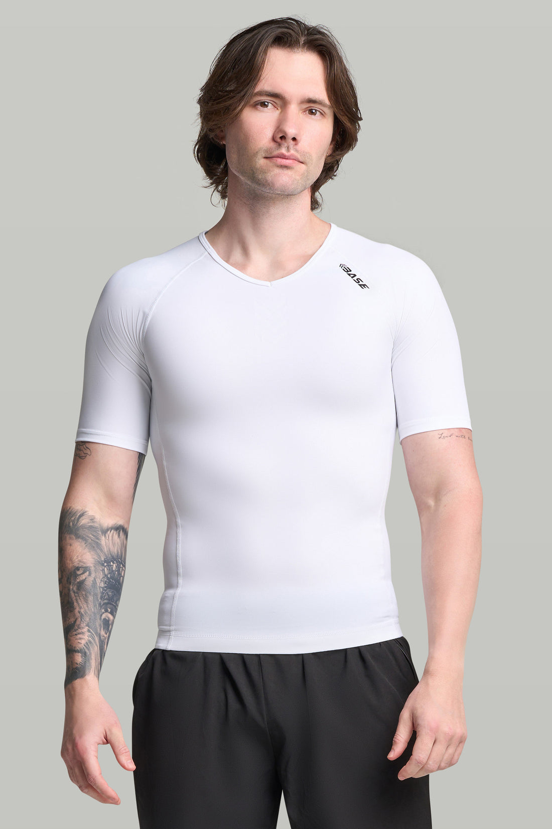 BASE Mens Short Sleeve Compression Tee - White