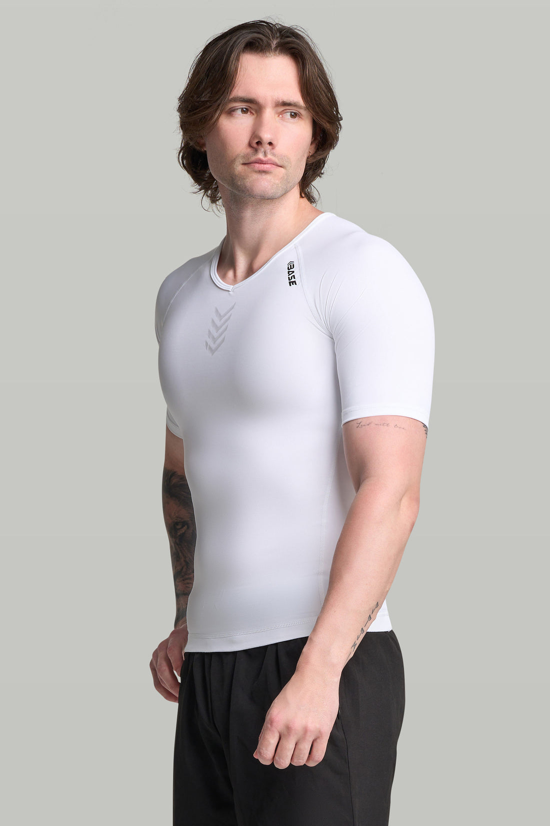 BASE Mens Short Sleeve Compression Tee - White