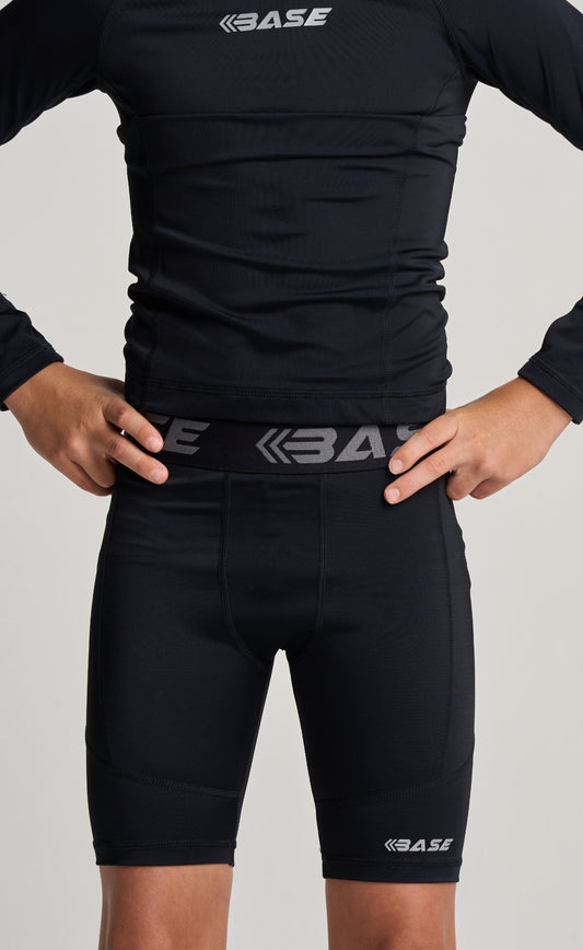 BASE Boys Compression Shorts - Black