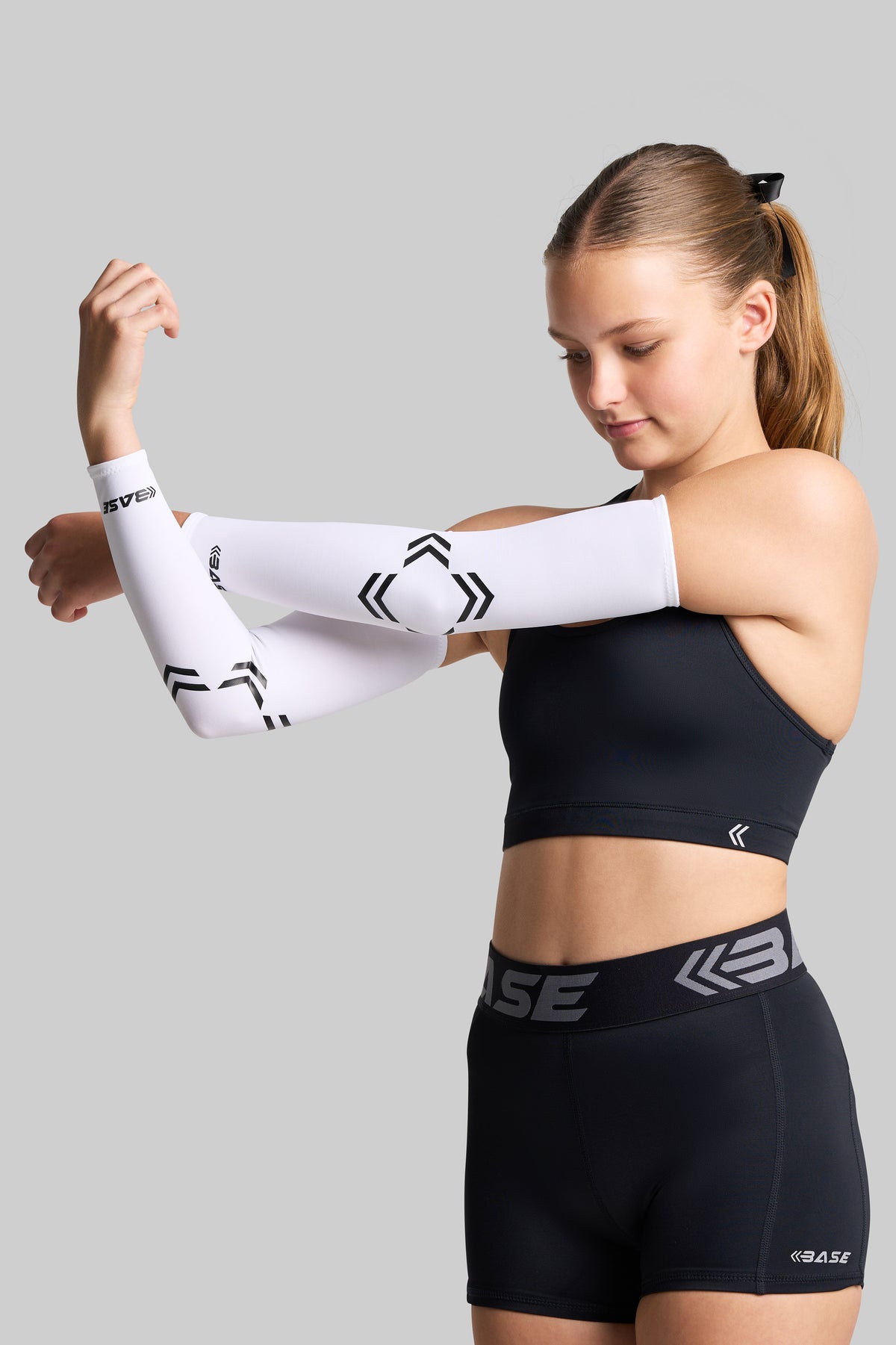 BASE Compression Arm Sleeve Pair White | BASEGRIP & UPF30+ Protection