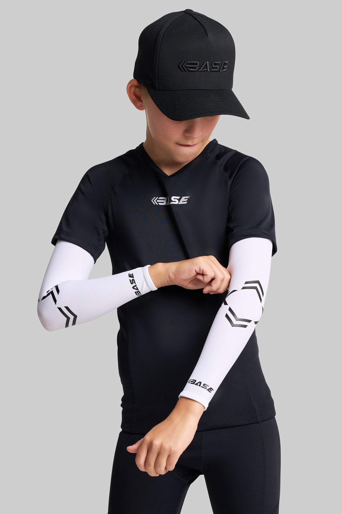 BASE Compression Arm Sleeve Pair White | BASEGRIP & UPF30+ Protection