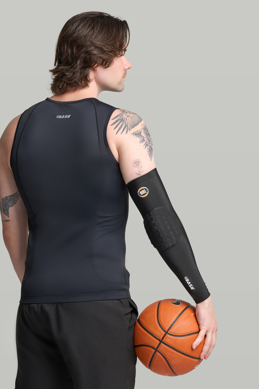 BASE + NBL Compression Padded Arm Guard (Single) - Black