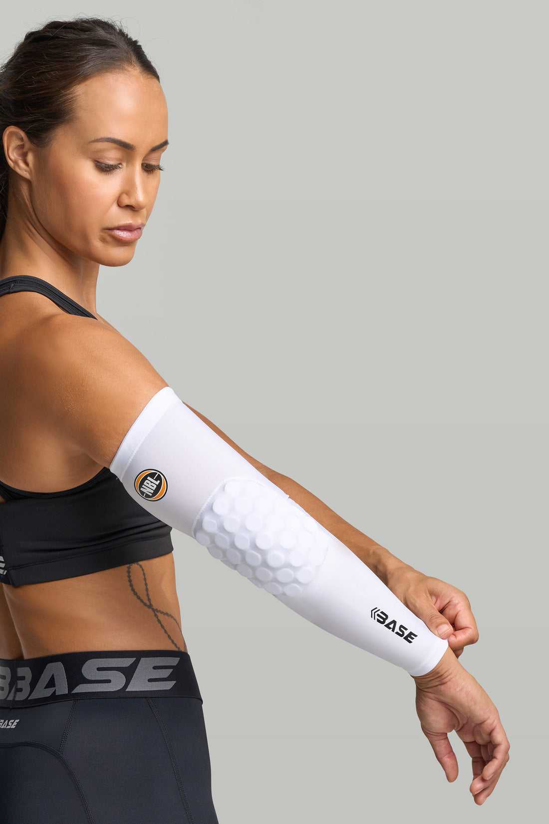 BASE + NBL Compression Padded Arm Guard (Single) - White