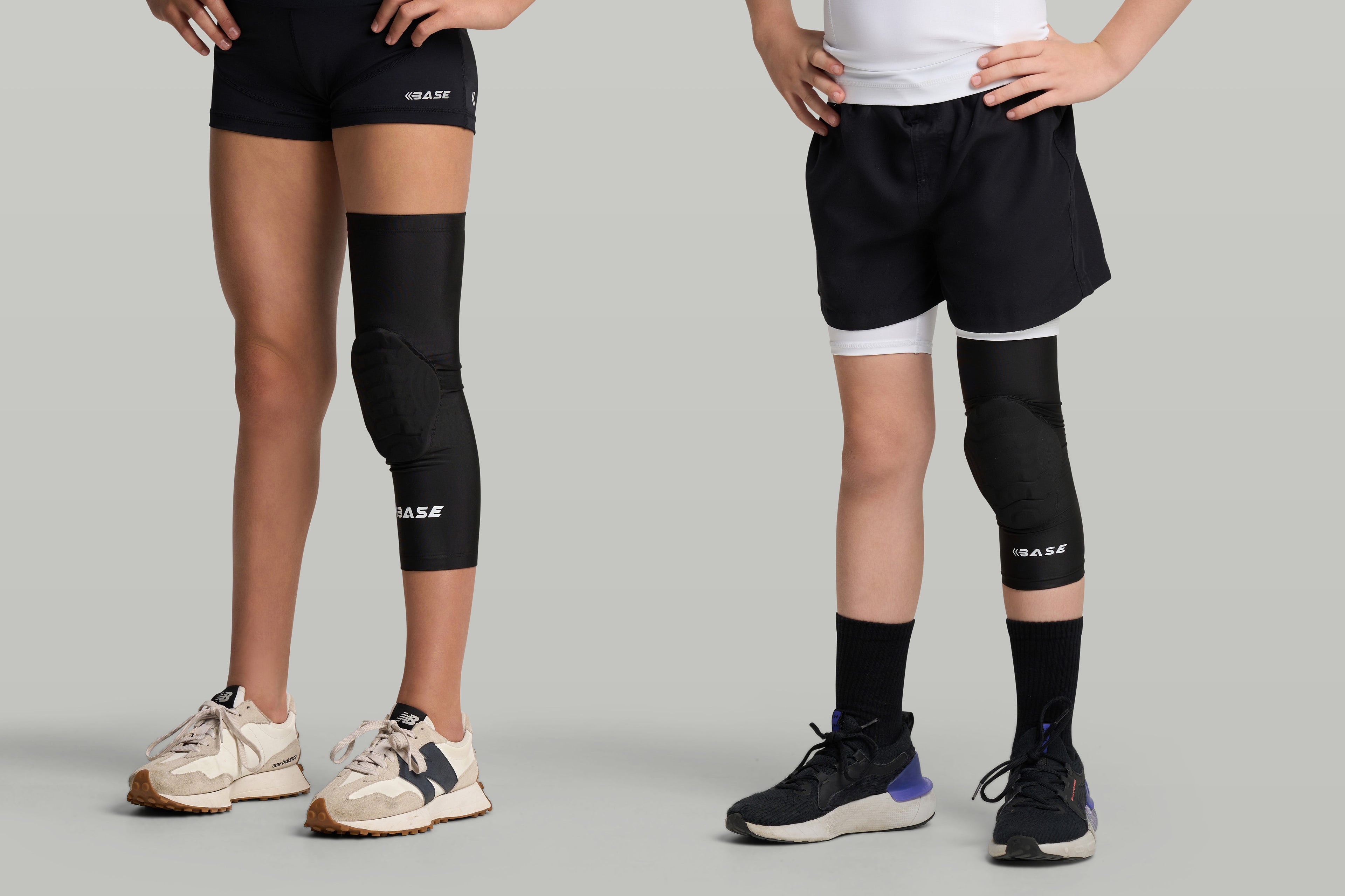 BASE Compression &quot;CURVED&quot; Padded Knee Guard (Single) - Black