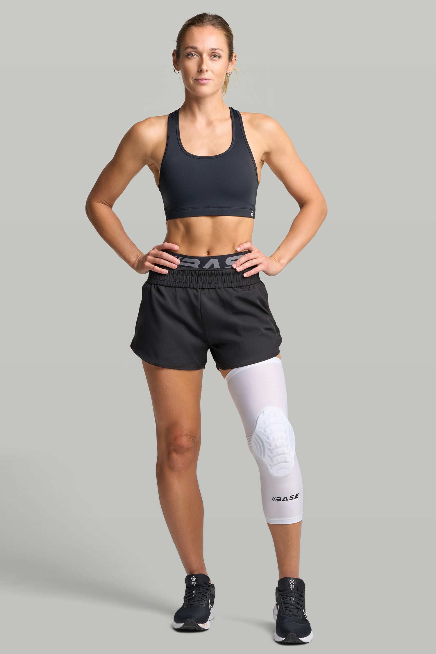 BASE Compression &quot;CURVED&quot; Padded Knee Guard (Single) - White