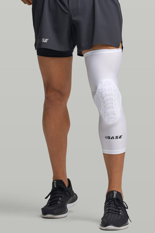 BASE Compression "CURVED" Padded Knee Guard (Single) - White