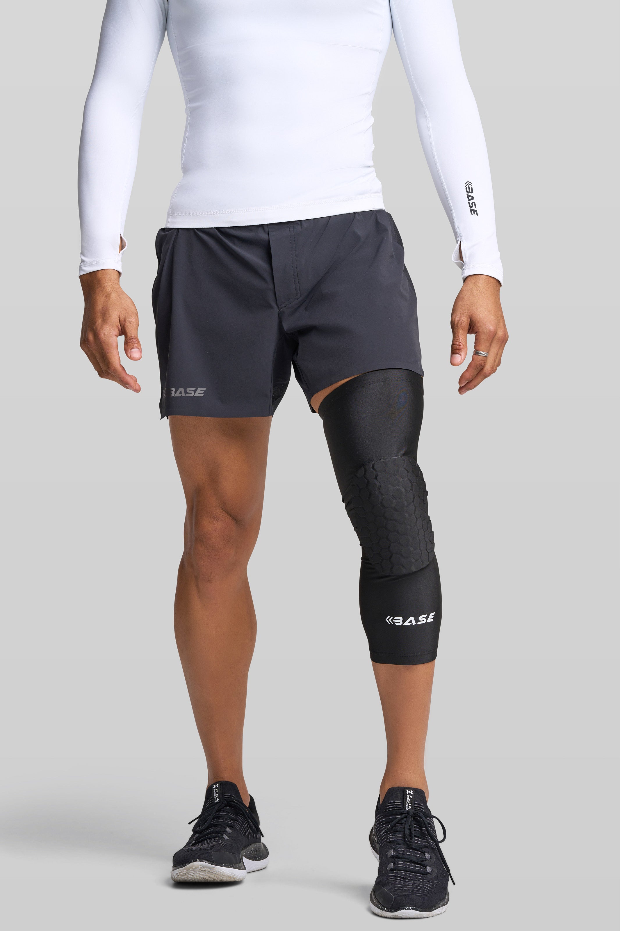 BASE Square Padded Knee Guard - Black | Maximum Coverage