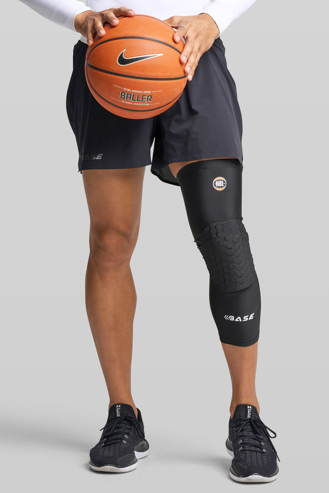 BASE + NBL Square Padded Knee Guard (Single) - Black