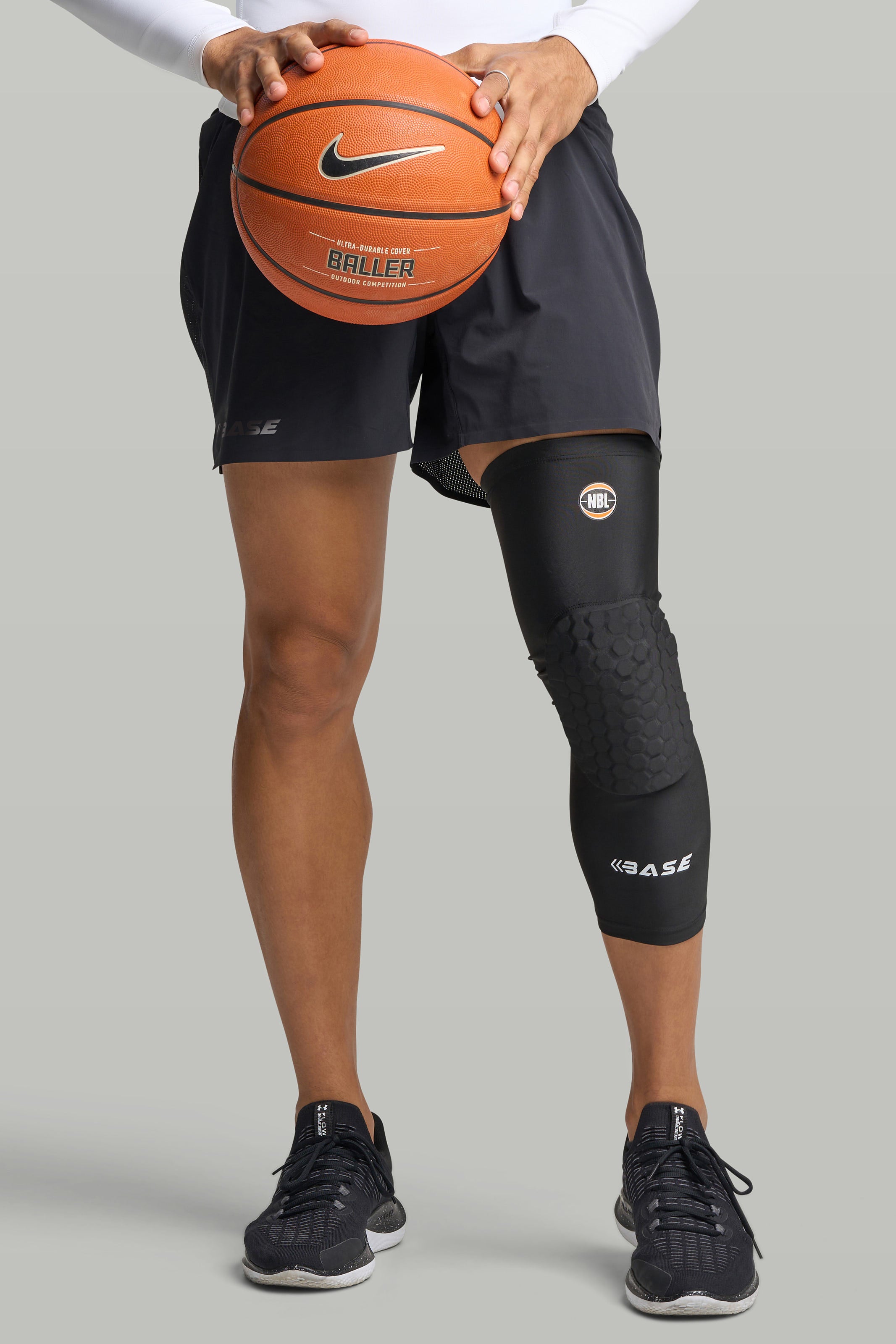 BASE + NBL Square Padded Knee Guard (Single) - Black