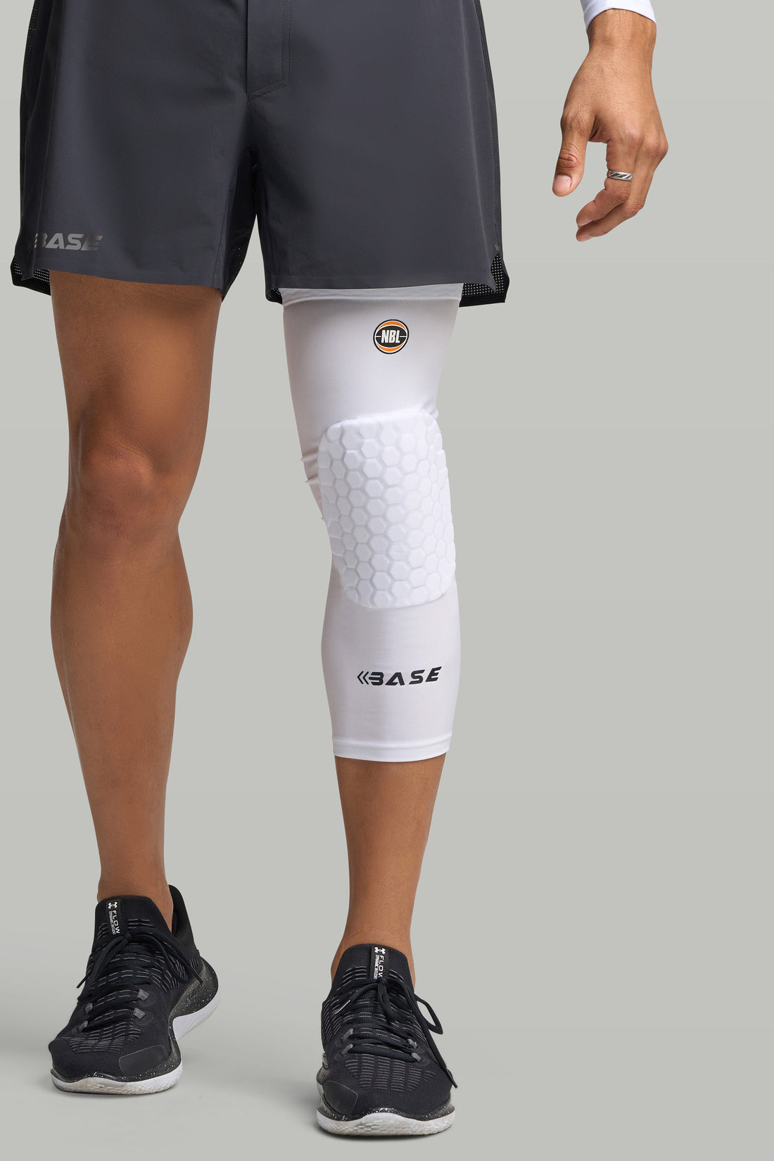 BASE + NBL Square Padded Knee Guard (Single) - White