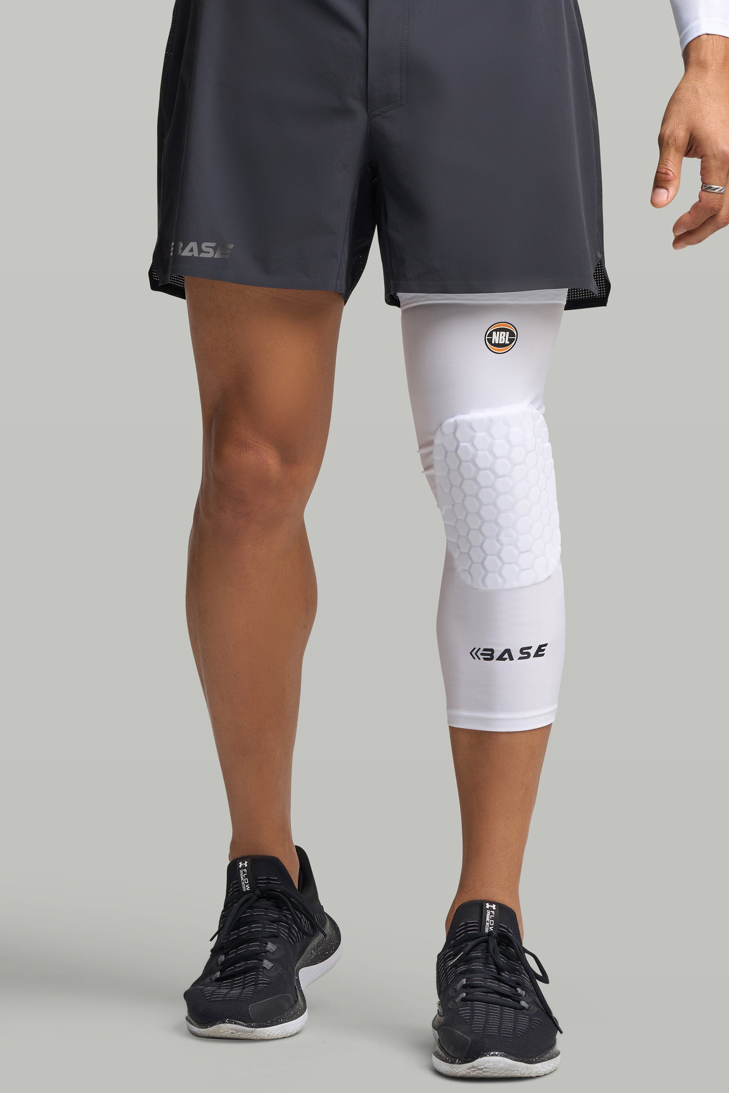 BASE + NBL Square Padded Knee Guard (Single) - White