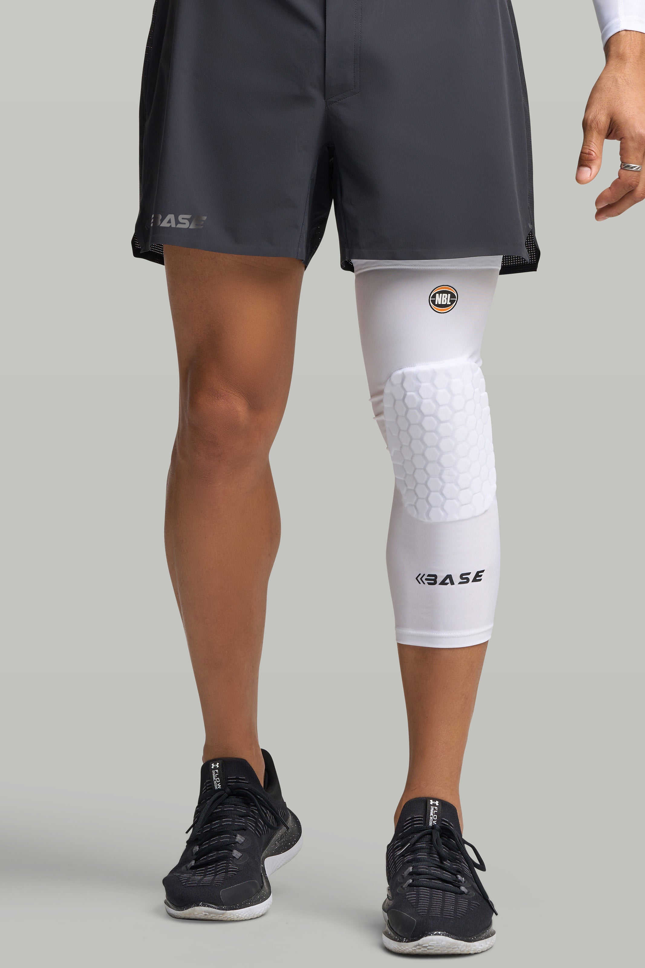 BASE + NBL Square Padded Knee Guard (Single) - White