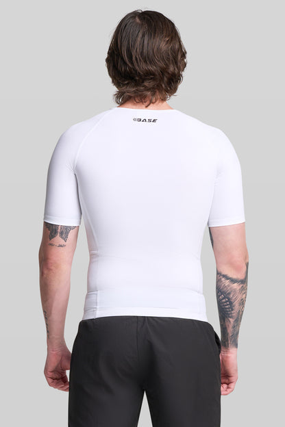 BASE Mens Short Sleeve Compression Tee - White