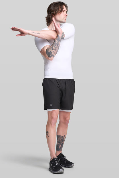 BASE Mens Short Sleeve Compression Tee - White