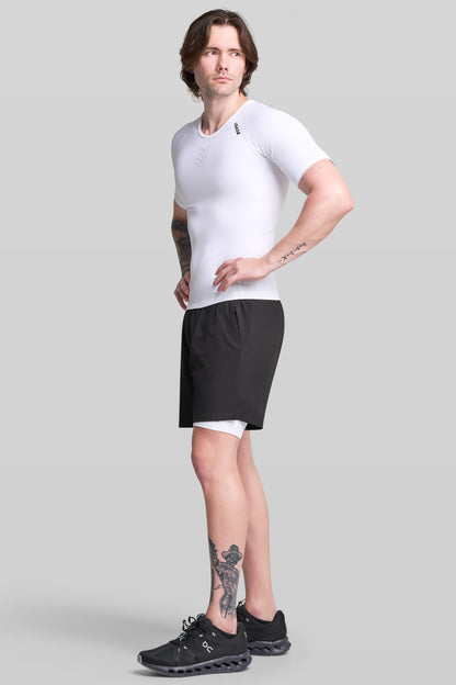 BASE Mens Short Sleeve Compression Tee - White