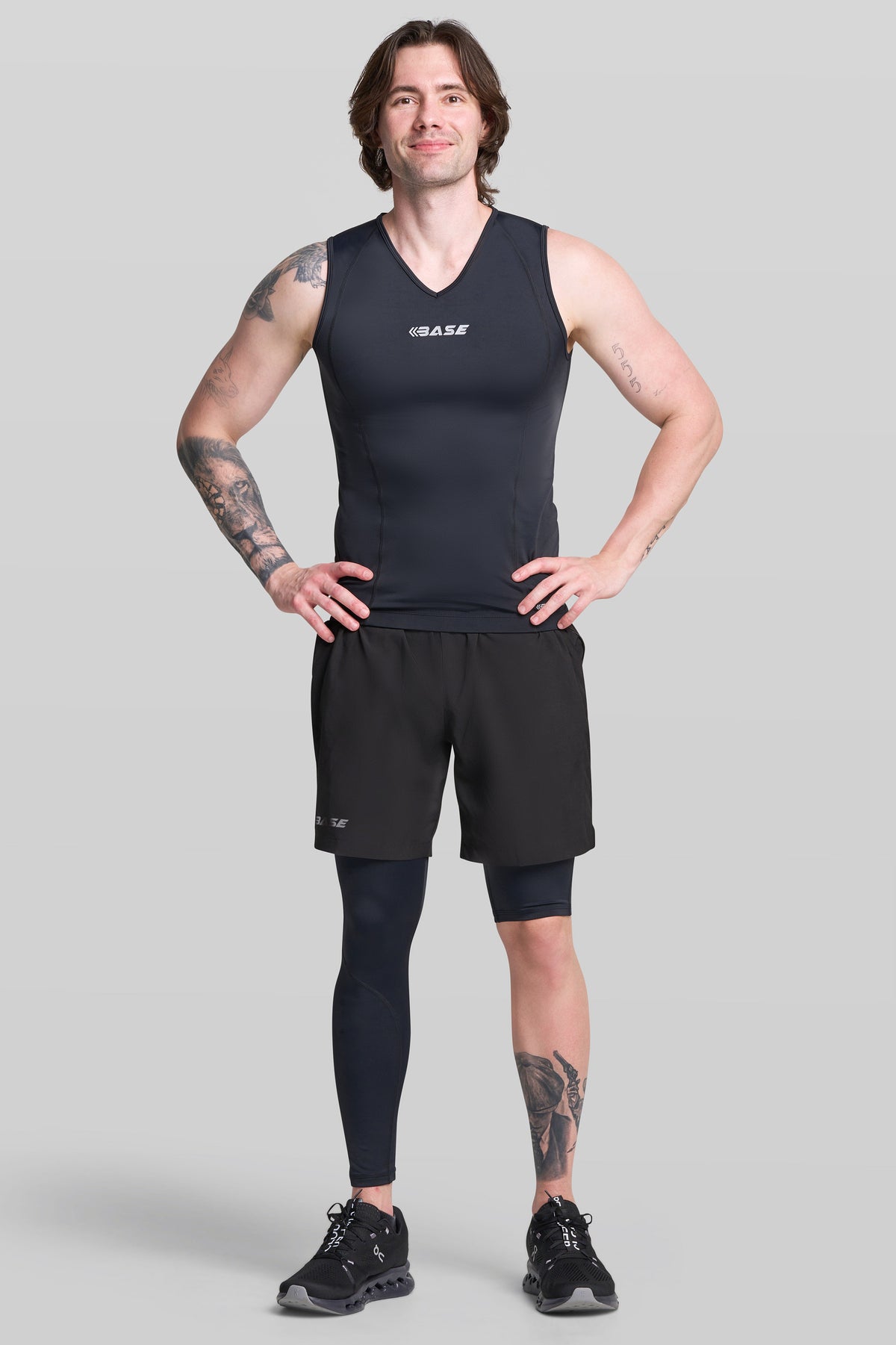BASE Men's Adapted Compression Tights - Black (Left leg short ...