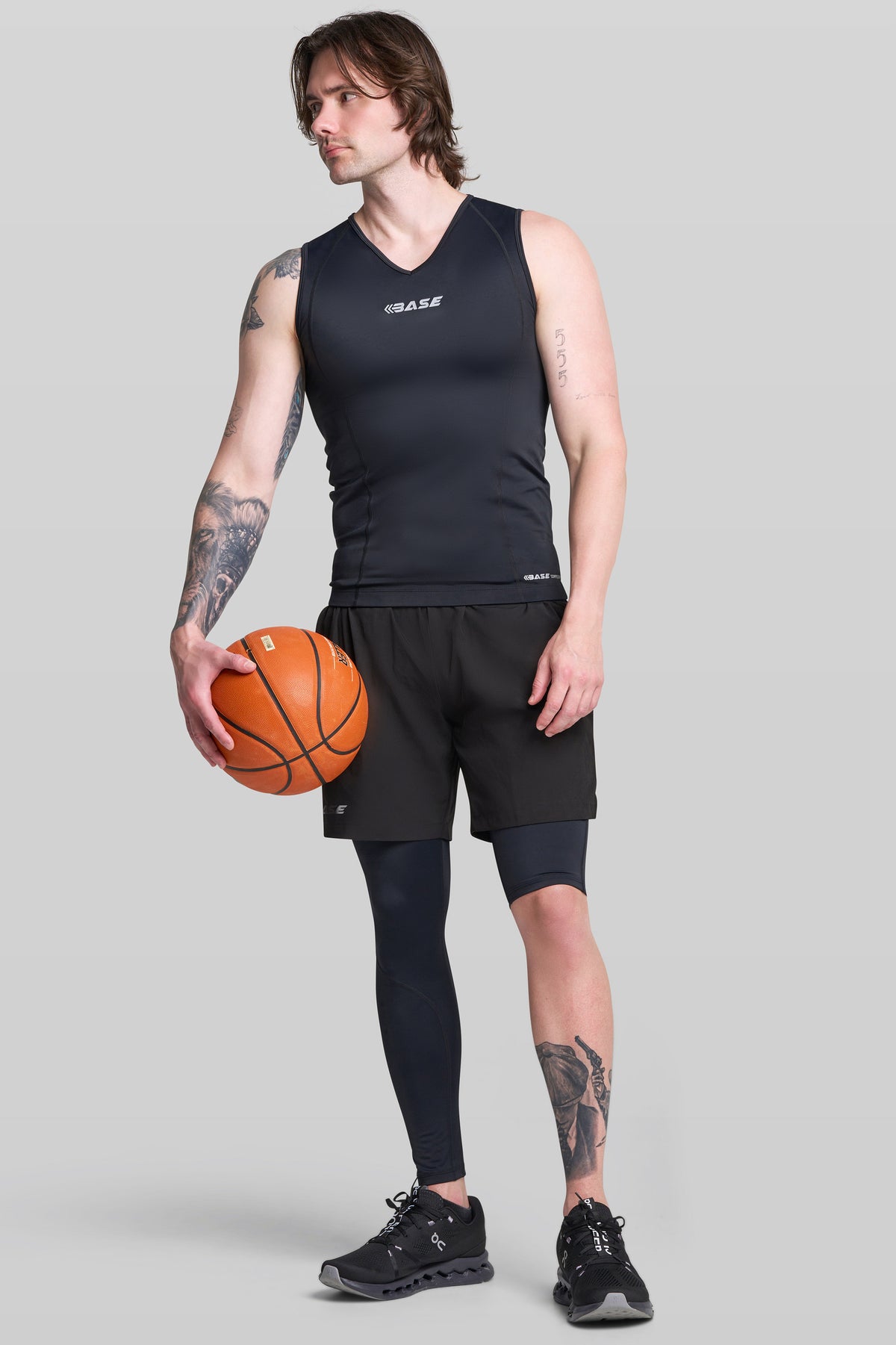 BASE Men's Adapted Compression Tights - Black (Left leg short ...