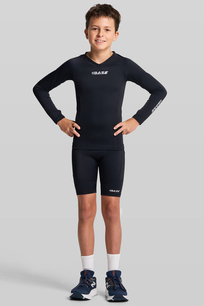BASE Youth Long Sleeve Compression Tee - Black