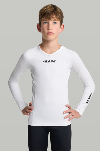 BASE Youth Long Sleeve Compression Tee - White