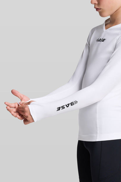 BASE Youth Long Sleeve Compression Tee - White