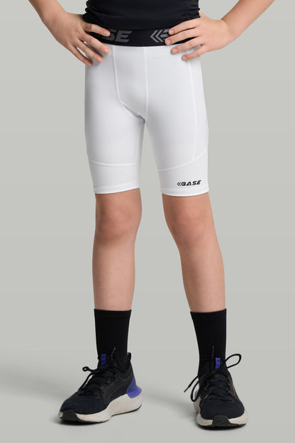 BASE Boys Compression Shorts - White