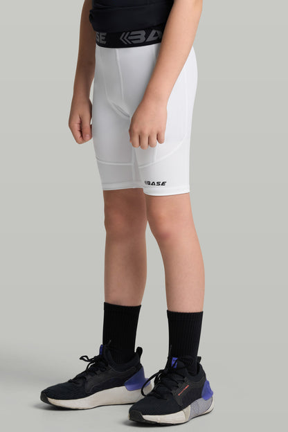 BASE Boys Compression Shorts - White