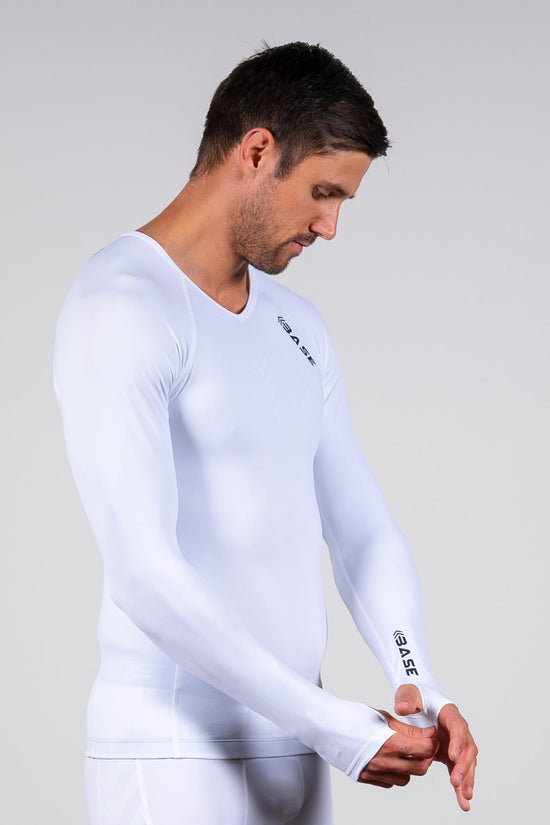 BASE Men's Long Sleeve Compression Tee -  White