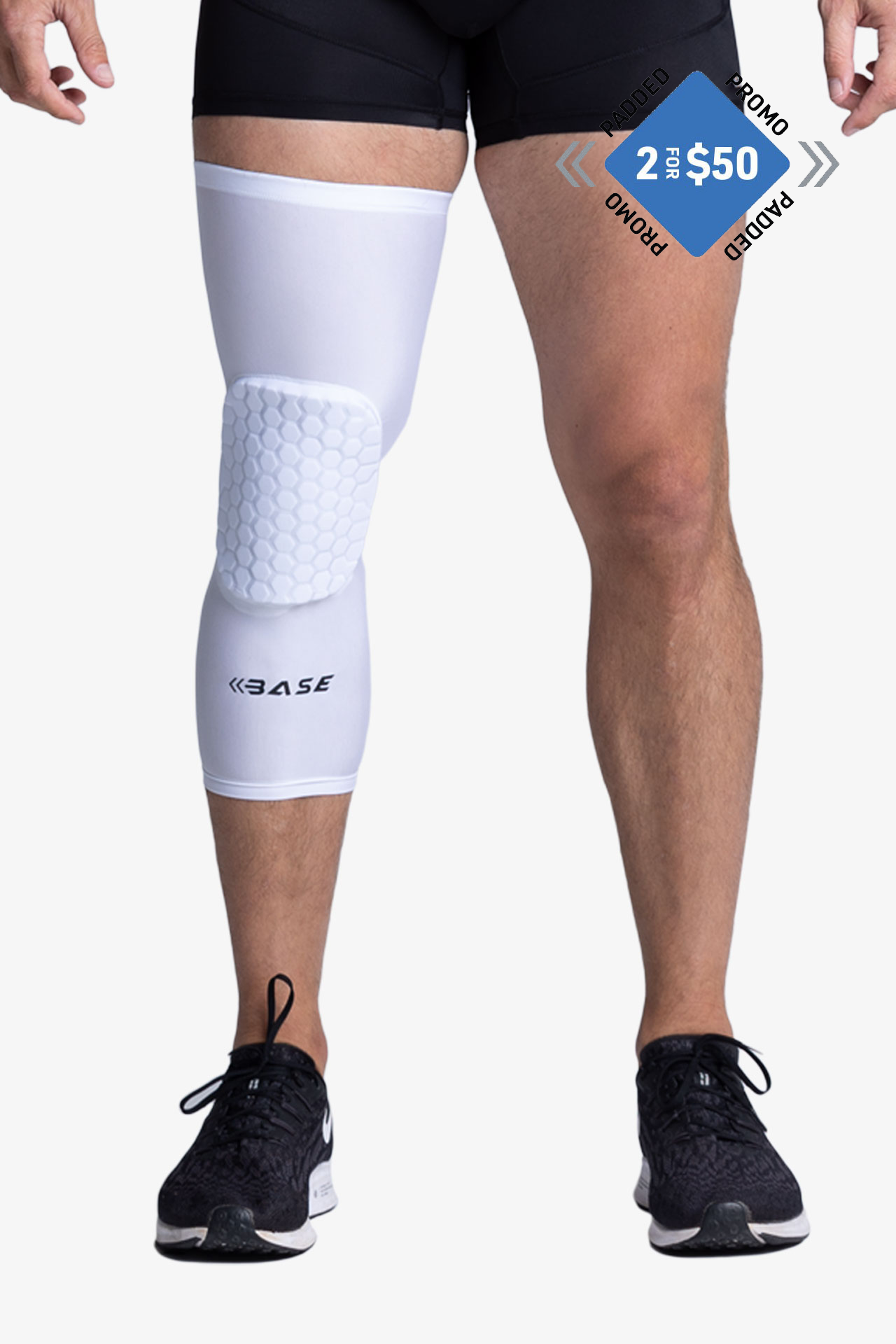 BASE Core Padded Knee Guard (Single) - White