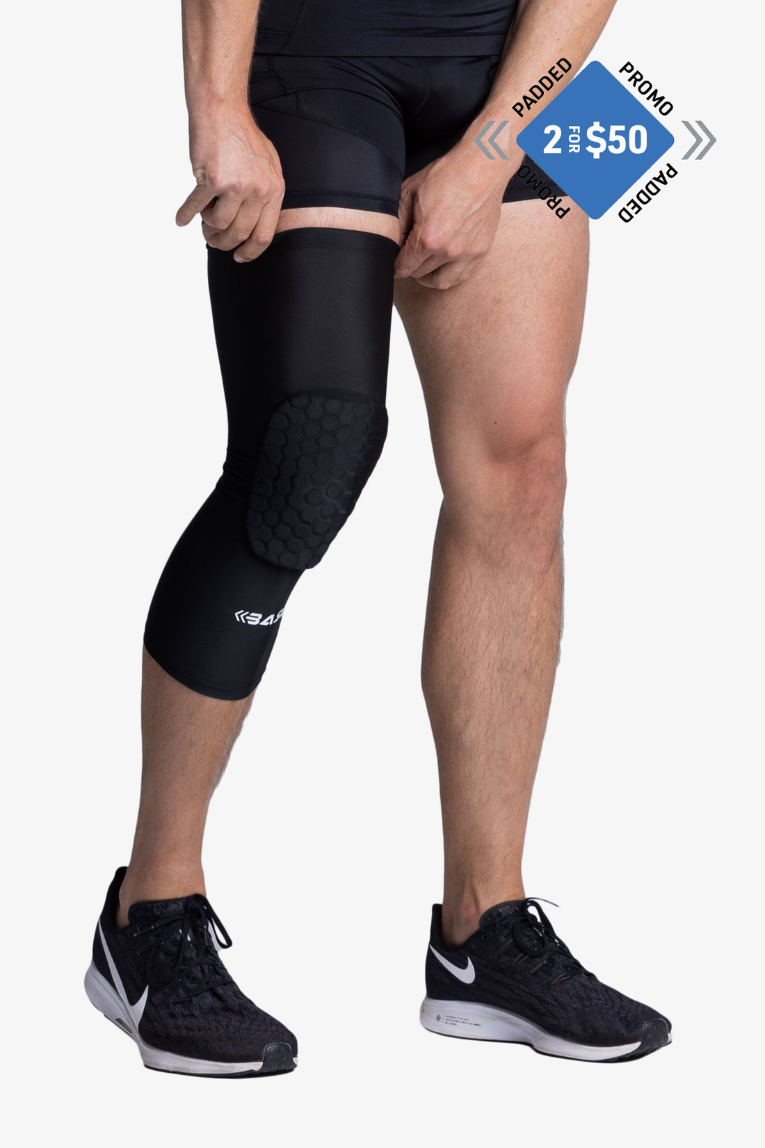 NIKE Pro Combat Compression Padded R BLUE Basketball Shin Leg Sleeve Mens  2XL
