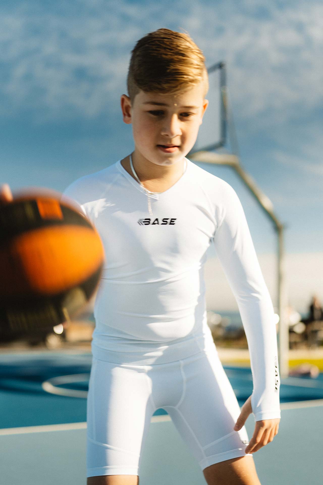 Boys white cheap compression shorts